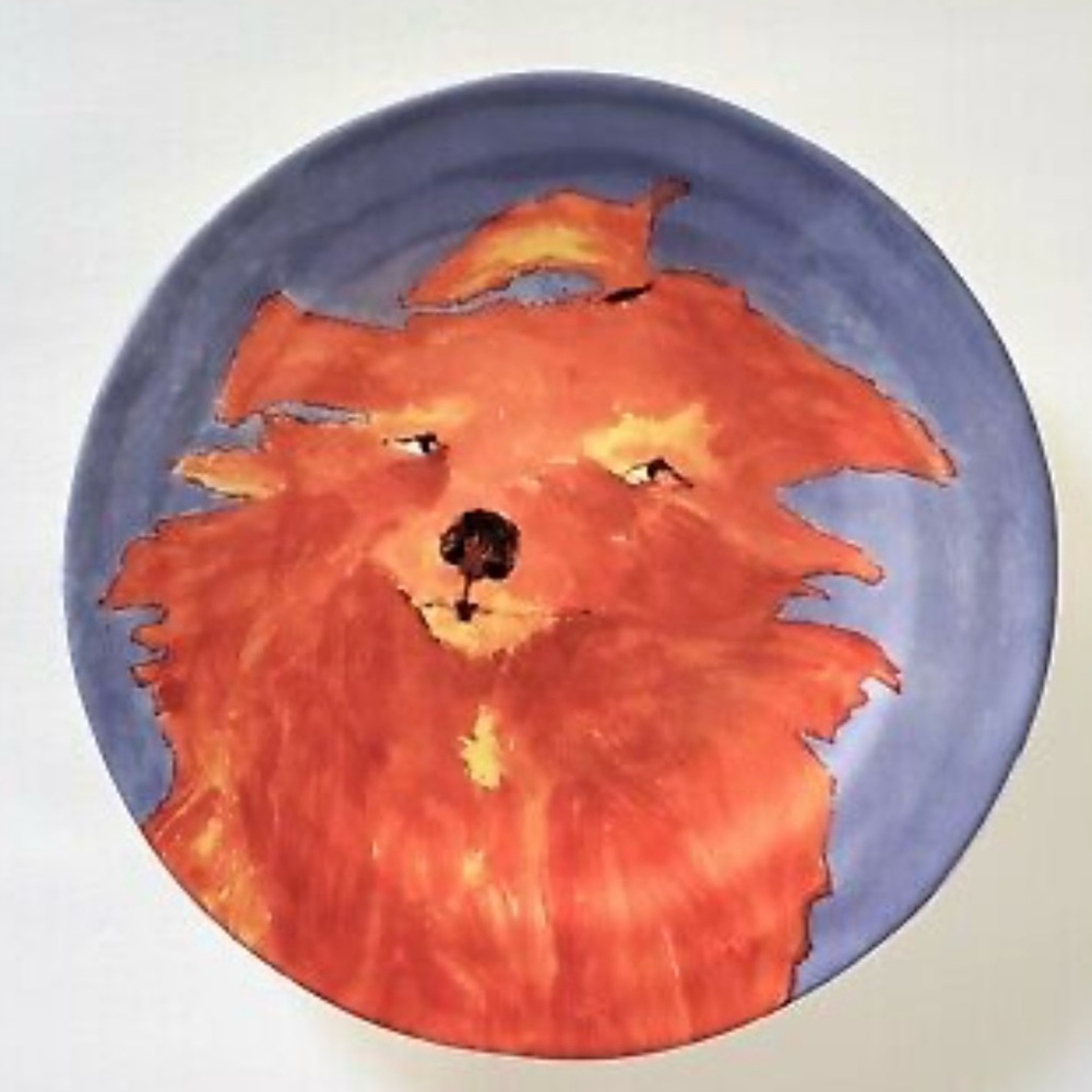 Anthropologie Carole Akins furry friends dog decorative plate “Bianca”
